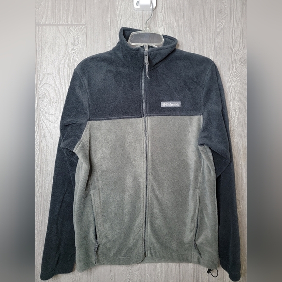 Men's Columbia Black and Gray Fleece Jacket - Picture 1 of 5
